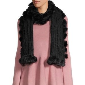 VINCE CAMUTO Faux Fur-Trim Cable-Knit Scarf, NWT!!!!!!